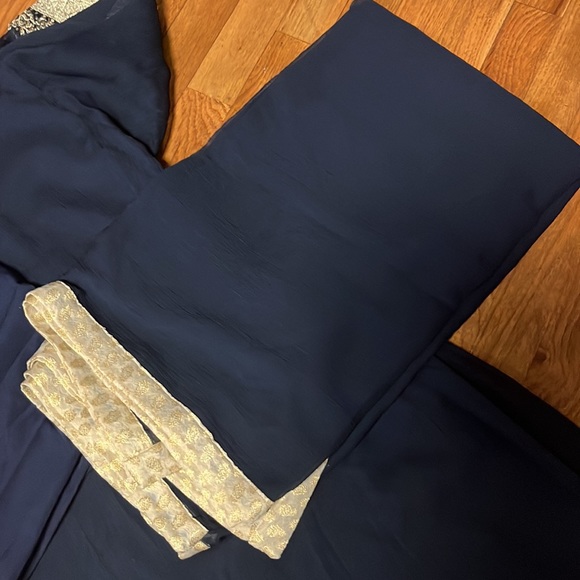 Indian dress, salwar kameez set in georgette, navy blue - Picture 6 of 7